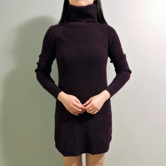 Wilfred Free Purple Turtleneck Merino Wool Sweater Dress, Size XS - Picture 2 of 11